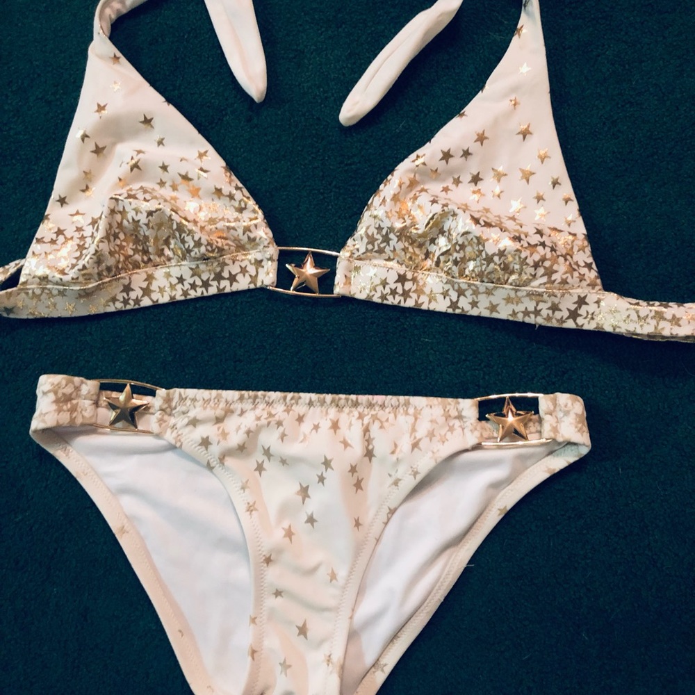 Victoria’s Secret white bikini with gold stars sz L